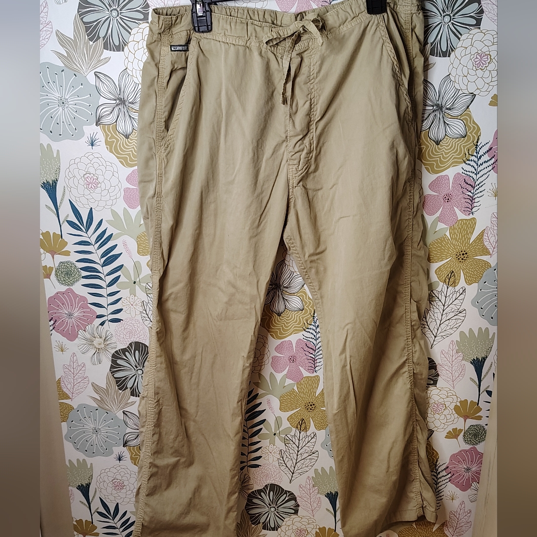 Diesel Made In Italy Cargo Tan Drawstring Waist Pants Women's Size Xl Gorpcore